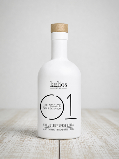 Kalios 01 Olivenöl 500 ml | Kalios 01 Early Harvest Olivenöl | Griechisches Olivenöl aus Koroneiki-Oliven | Kalios natives Olivenöl extra aus Kalamata | Kalios 01 Olivenöl online kaufen